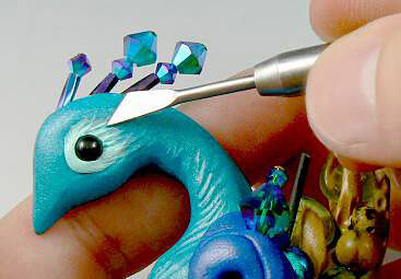 Clay peacock eye being textured